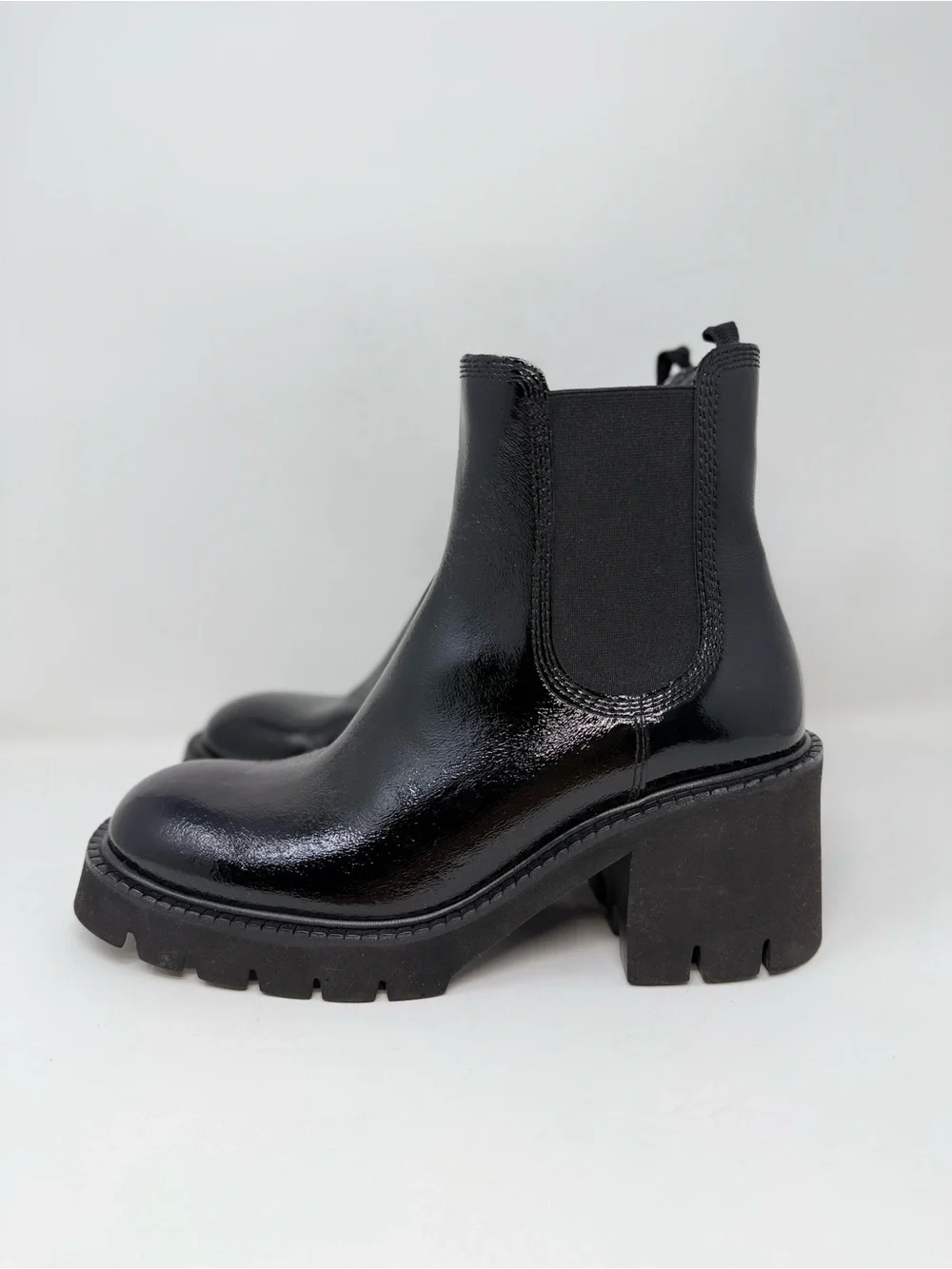 New Pedro Garcia Zisca Patent Leather Chelsea Bootie Sz 9